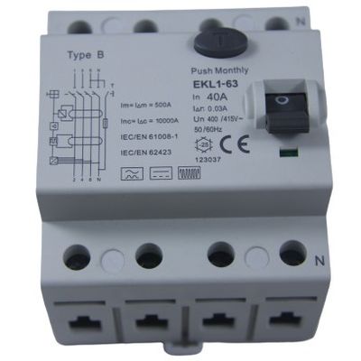 Type disjoncteur 40A de B IP20 RCD 3 mode électromagnétique de Polonais MCB de la phase 4