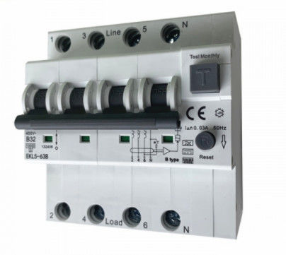 Disjoncteur MCB RCCB RCBO du CEI 62423 32A RCD avec la protection de surintensité
